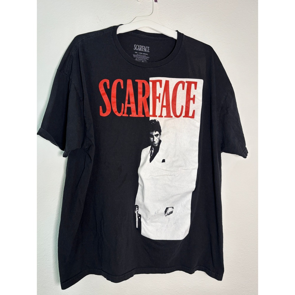 Scarface Tony Montana Graphic T-Shirt Mens 2XL Black Al Pacino Movie Promo Tee